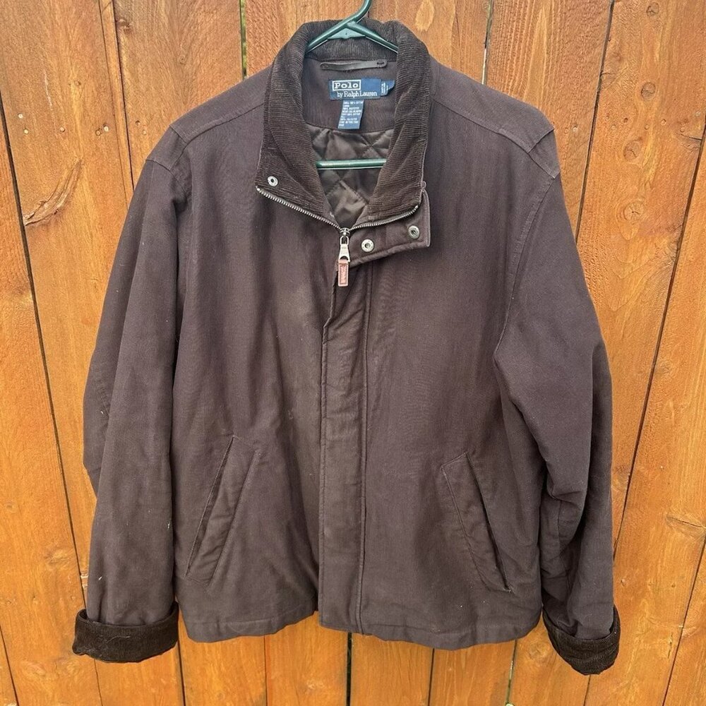 Polo Ralph Lauren Brown Jacket Men’s Large Corduroy Trimmed Collar & Cuff #DT